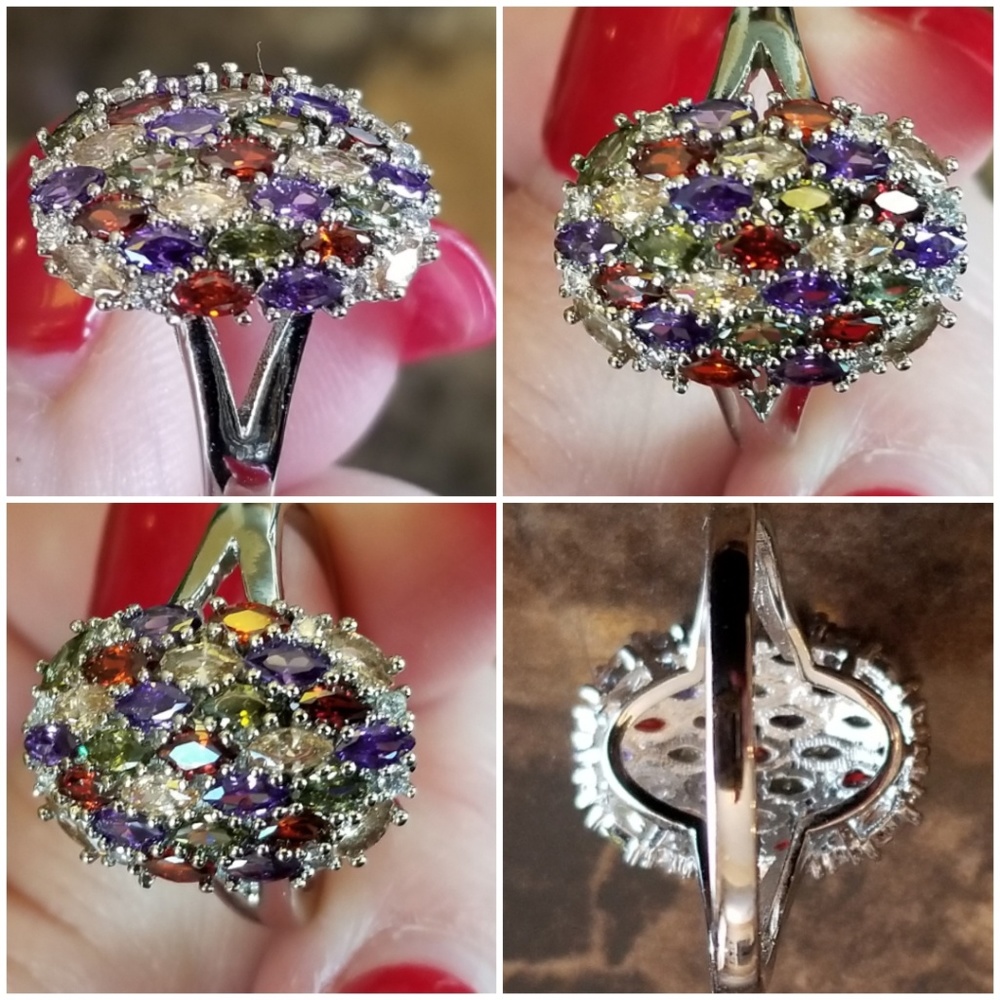 Genuine Multi Gem Ring Size 11 - Picture 4 of 5